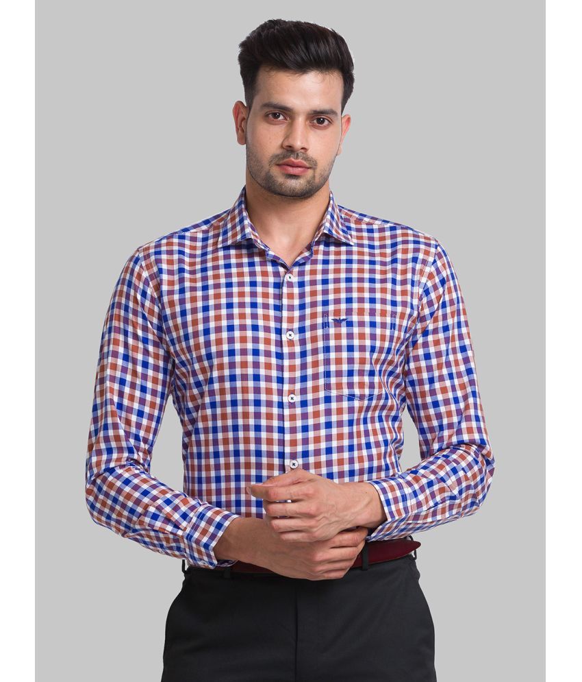     			Park Avenue 100% Cotton Slim Fit Checks Full Sleeves Men's Casual Shirt - Brown ( Pack of 1 )