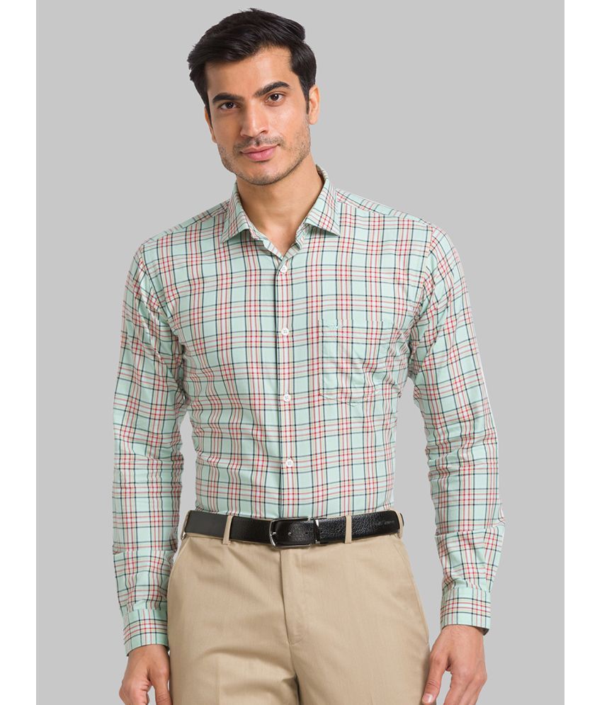     			Park Avenue 100% Cotton Slim Fit Checks Full Sleeves Men's Casual Shirt - Green ( Pack of 1 )