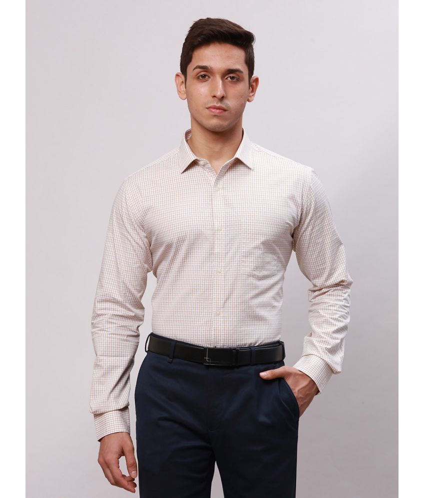     			Park Avenue 100% Cotton Slim Fit Self Design Full Sleeves Men's Casual Shirt - Beige ( Pack of 1 )