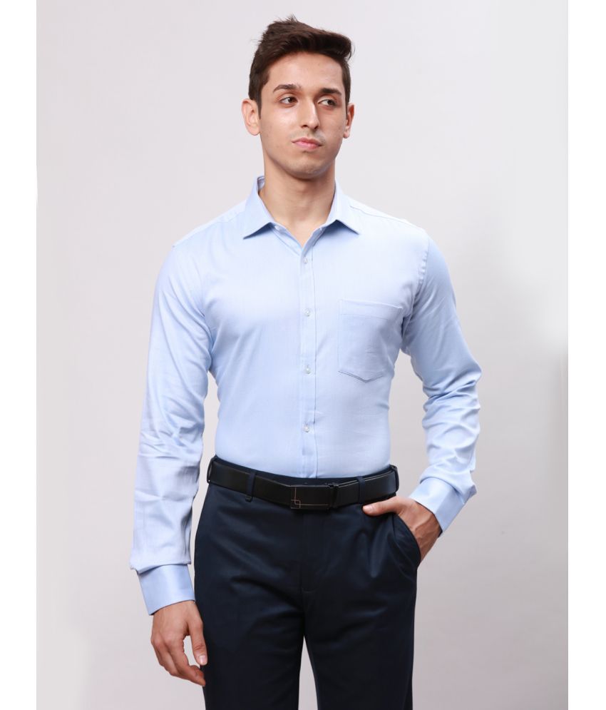     			Park Avenue 100% Cotton Slim Fit Self Design Full Sleeves Men's Casual Shirt - Blue ( Pack of 1 )