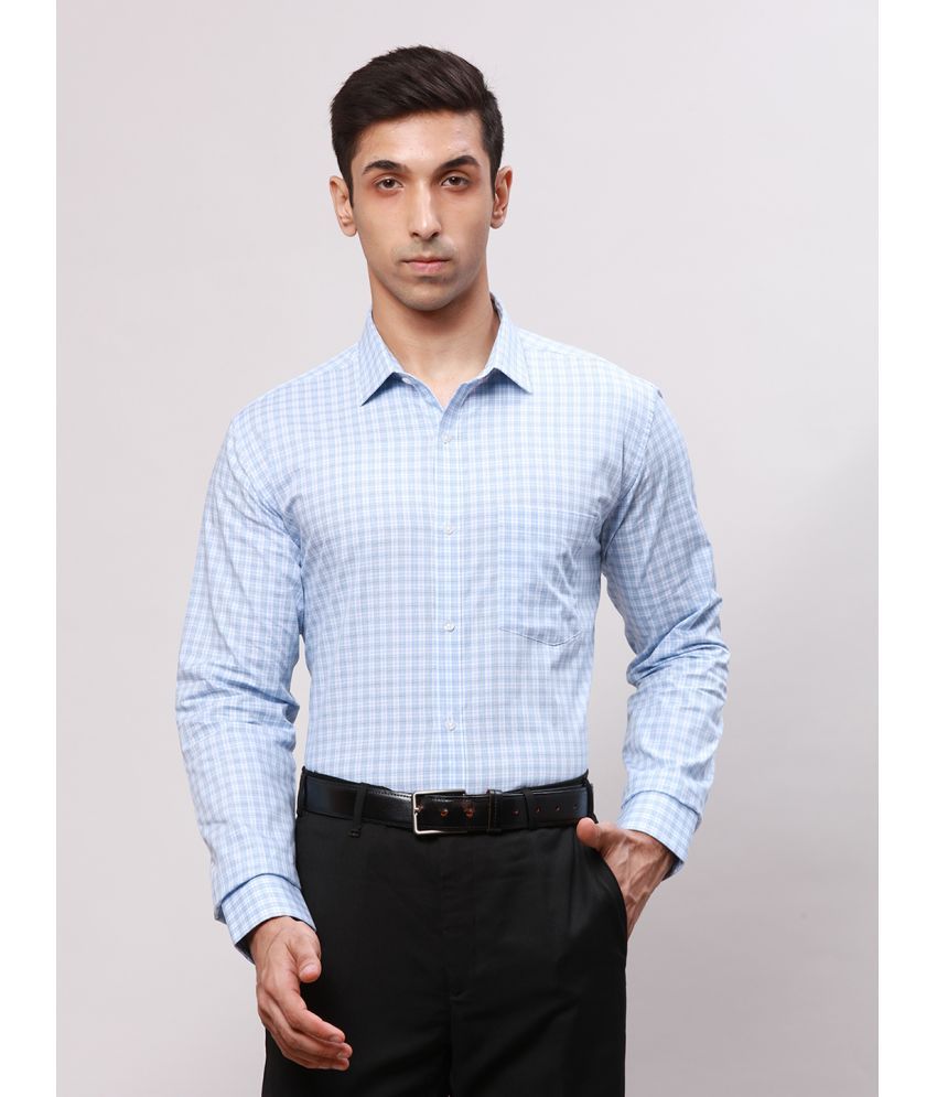     			Park Avenue 100% Cotton Slim Fit Checks Full Sleeves Men's Casual Shirt - Blue ( Pack of 1 )