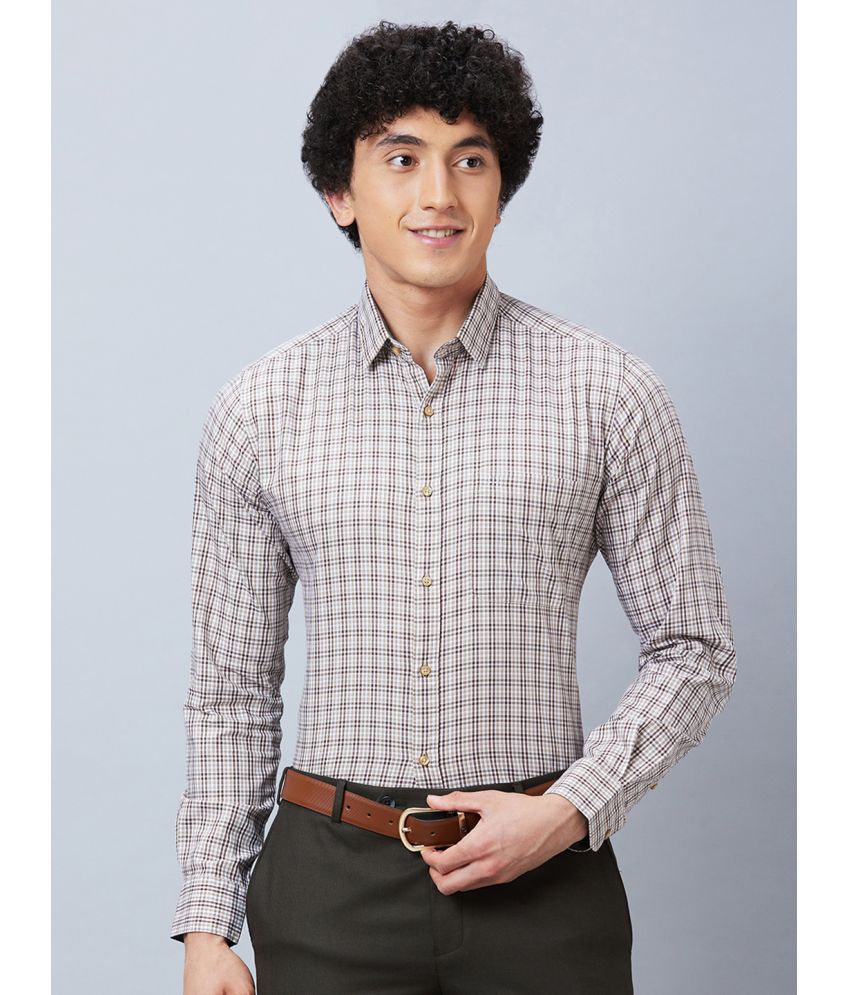     			Raymond 100% Cotton Slim Fit Checks Full Sleeves Men's Casual Shirt - Brown ( Pack of 1 )