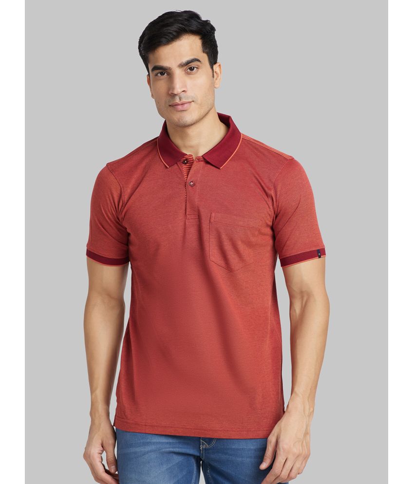    			Raymond Cotton Regular Fit Self Design Half Sleeves Men's T-Shirt - Maroon ( Pack of 1 )