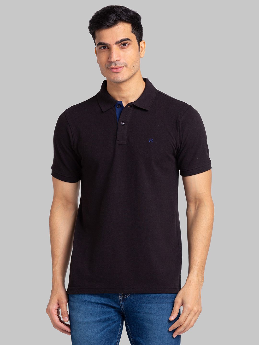     			Raymond Cotton Regular Fit Solid Half Sleeves Men's T-Shirt - Black ( Pack of 1 )