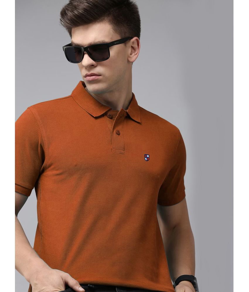     			ADORATE Cotton Blend Regular Fit Solid Half Sleeves Men's Polo T Shirt - Rust ( Pack of 1 )