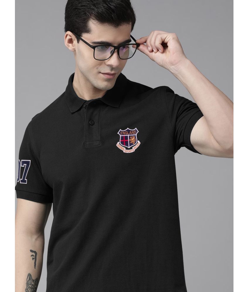     			ADORATE Cotton Blend Regular Fit Embroidered Half Sleeves Men's Polo T Shirt - Black ( Pack of 1 )