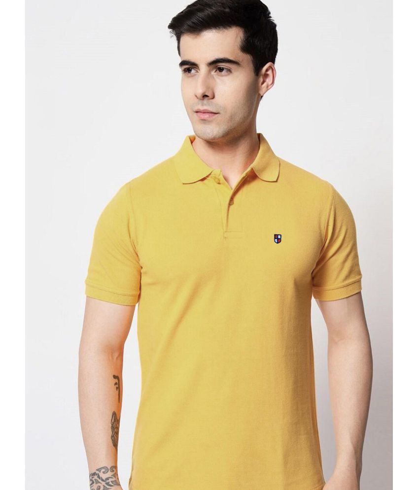     			ADORATE Cotton Blend Regular Fit Solid Half Sleeves Men's Polo T Shirt - Mustard ( Pack of 1 )