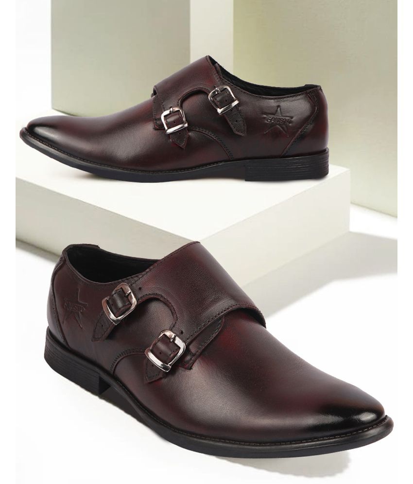     			Fausto Brown Men's Monk Strap Formal Shoes