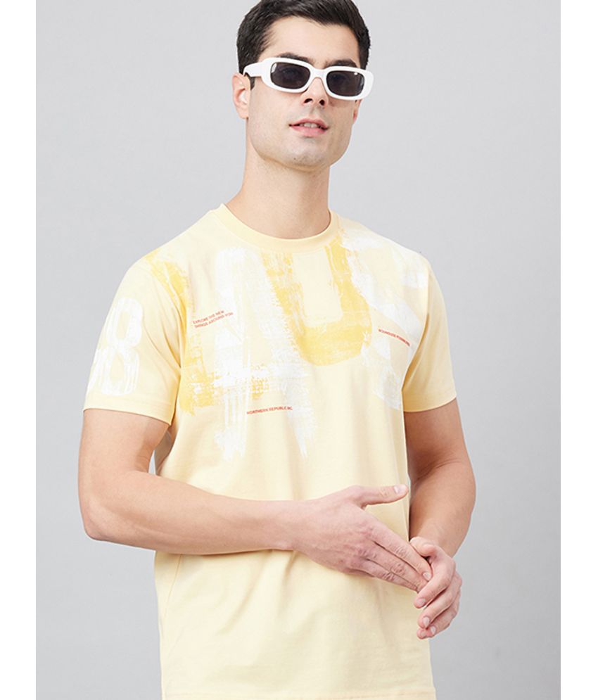     			98 Degree North Cotton Regular Fit Printed Half Sleeves Men's T-Shirt - Yellow ( Pack of 1 )