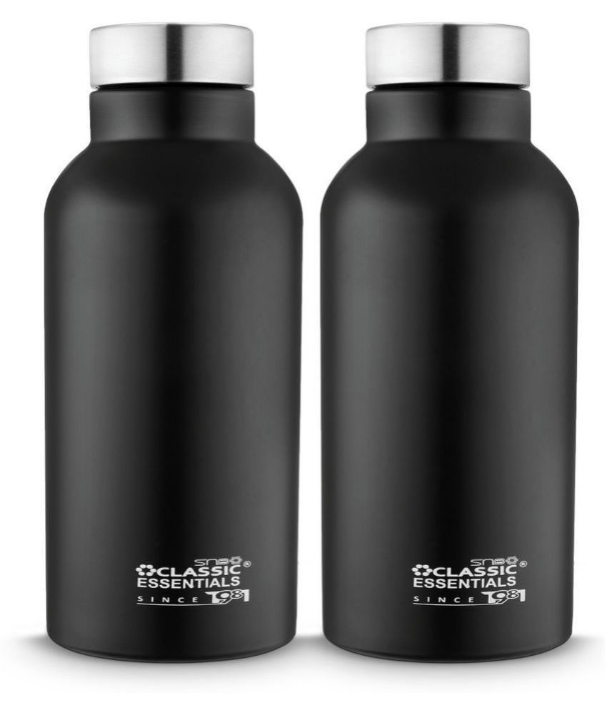     			Classic Essentials Capsule Water Bottle Black Water Bottle 1000 mL ( Set of 2 )