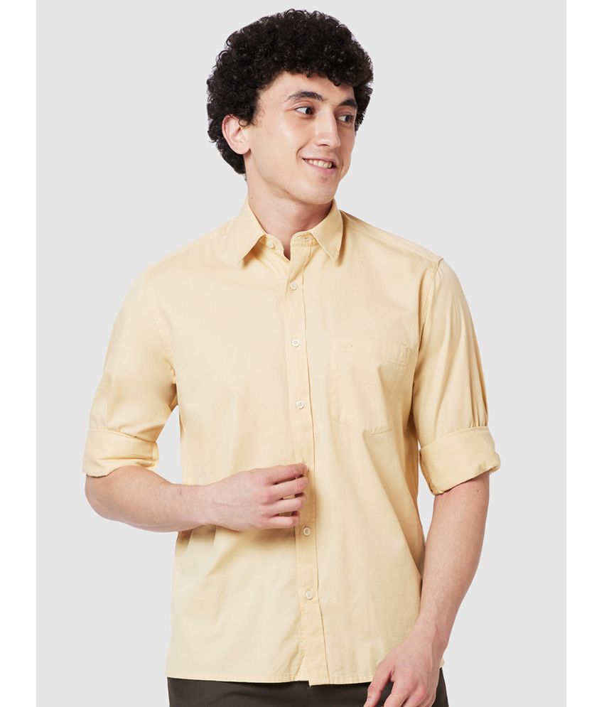     			Colorplus 100% Cotton Regular Fit Self Design Full Sleeves Men's Casual Shirt - Yellow ( Pack of 1 )