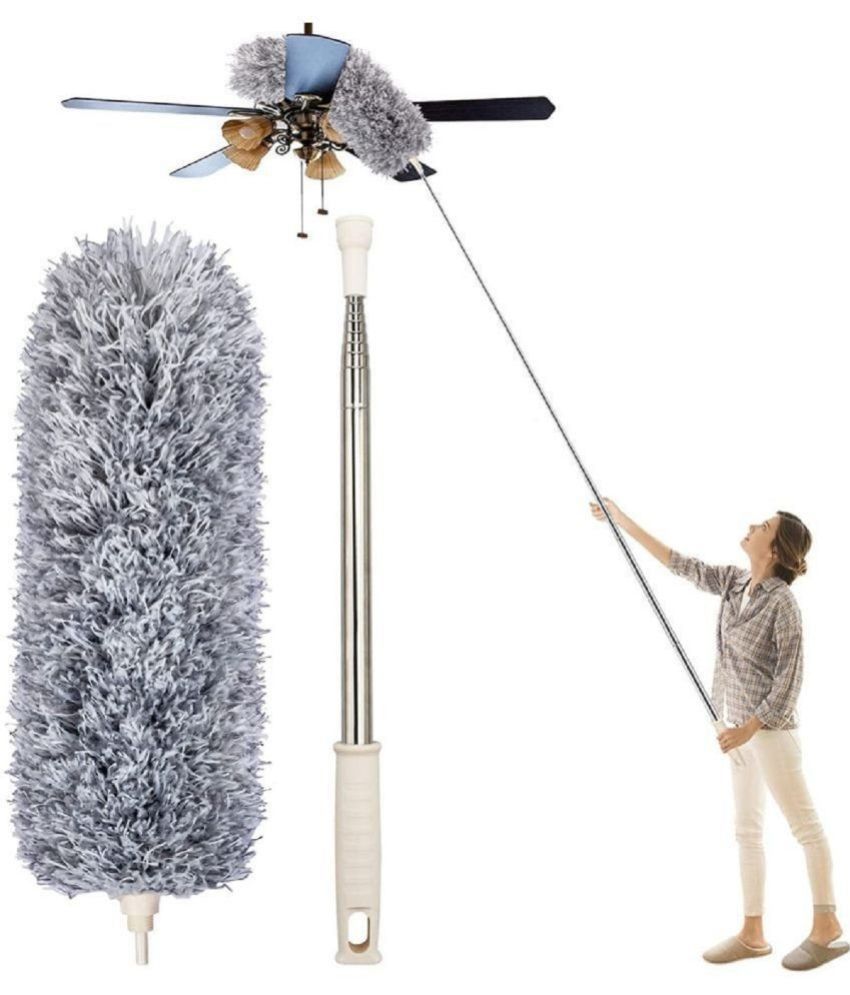     			DHSMART Microfiber Feather Fan Duster All Purpose Cleaner Stick Home Cleaning Bendable & E 100 Inch Extendable Rod 1 no.s