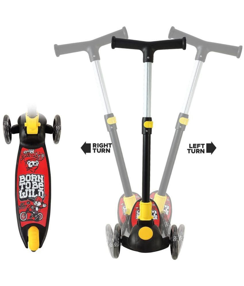     			Dynamic Kids Kick Scooter: 3 Adjustable Heights, Foldable Design, Attractive PVC Wheels, Rear Brakes, Ages 3+, 40 kg Weight Capacity, Black