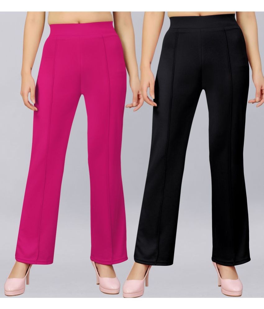     			Gazal Fashions Multicolor Cotton Blend Straight Women's Casual Pants ( Pack of 2 )