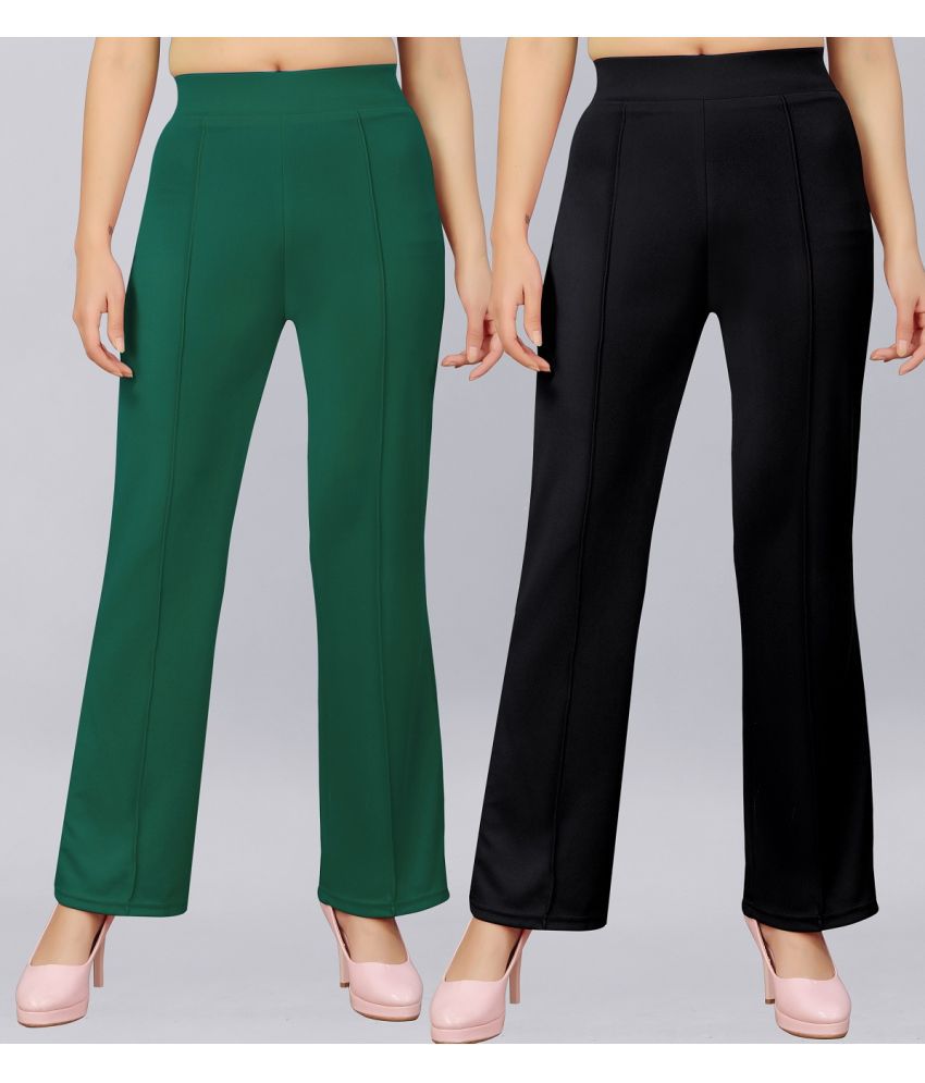     			Gazal Fashions Multicolor Cotton Blend Bootcut Women's Casual Pants ( Pack of 2 )