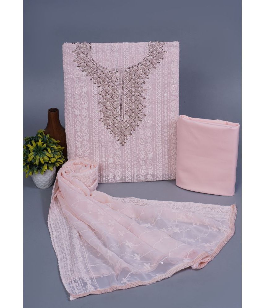    			JC4U Unstitched Cotton Blend Self Design Dress Material - Pink ( Pack of 1 )