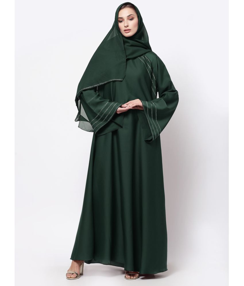     			Klotthe Green Polyester Unstitched Burqas without Hijab - Single