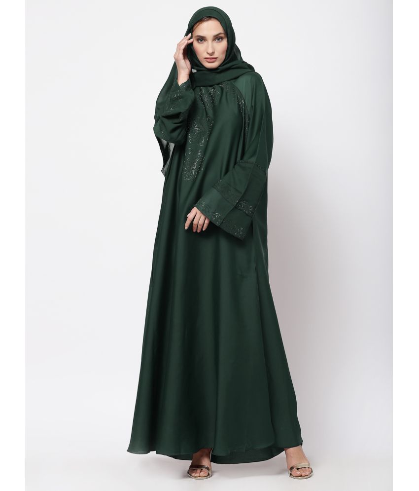     			Klotthe Green Polyester Unstitched Burqas without Hijab - Single