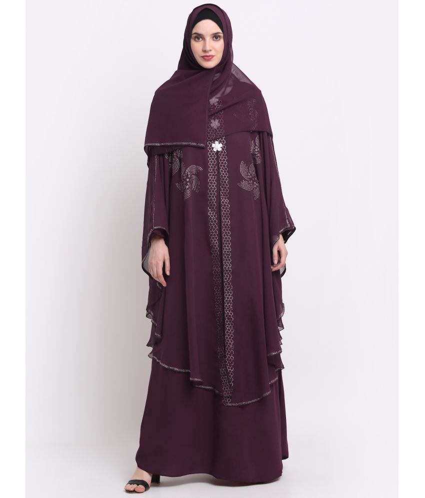     			Klotthe Purple Polyester Unstitched Burqas without Hijab - Single