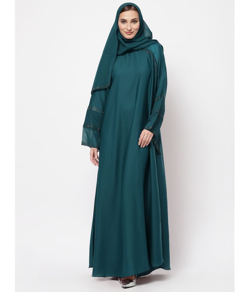     			Klotthe Turquoise Polyester Unstitched Burqas without Hijab - Single