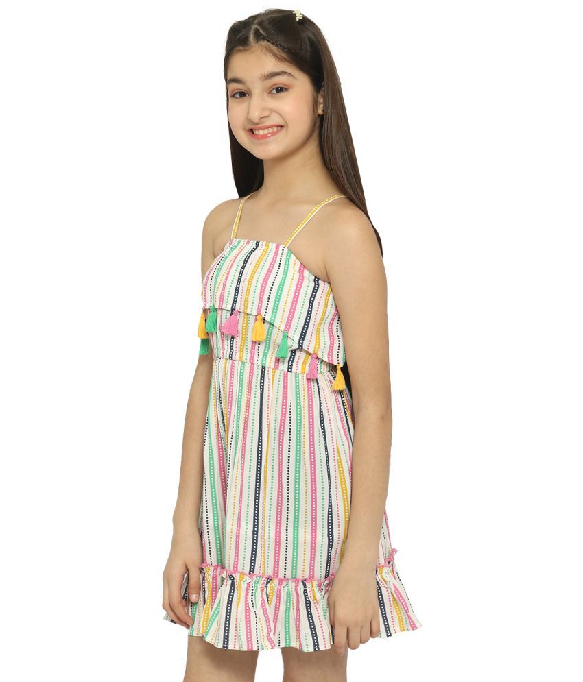     			Natilene Multicolor Polyester Girls A-line Dress ( Pack of 1 )