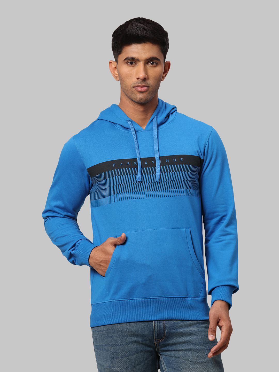     			Park Avenue Cotton Blend Hooded Men's Sweatshirt - Blue ( Pack of 1 )