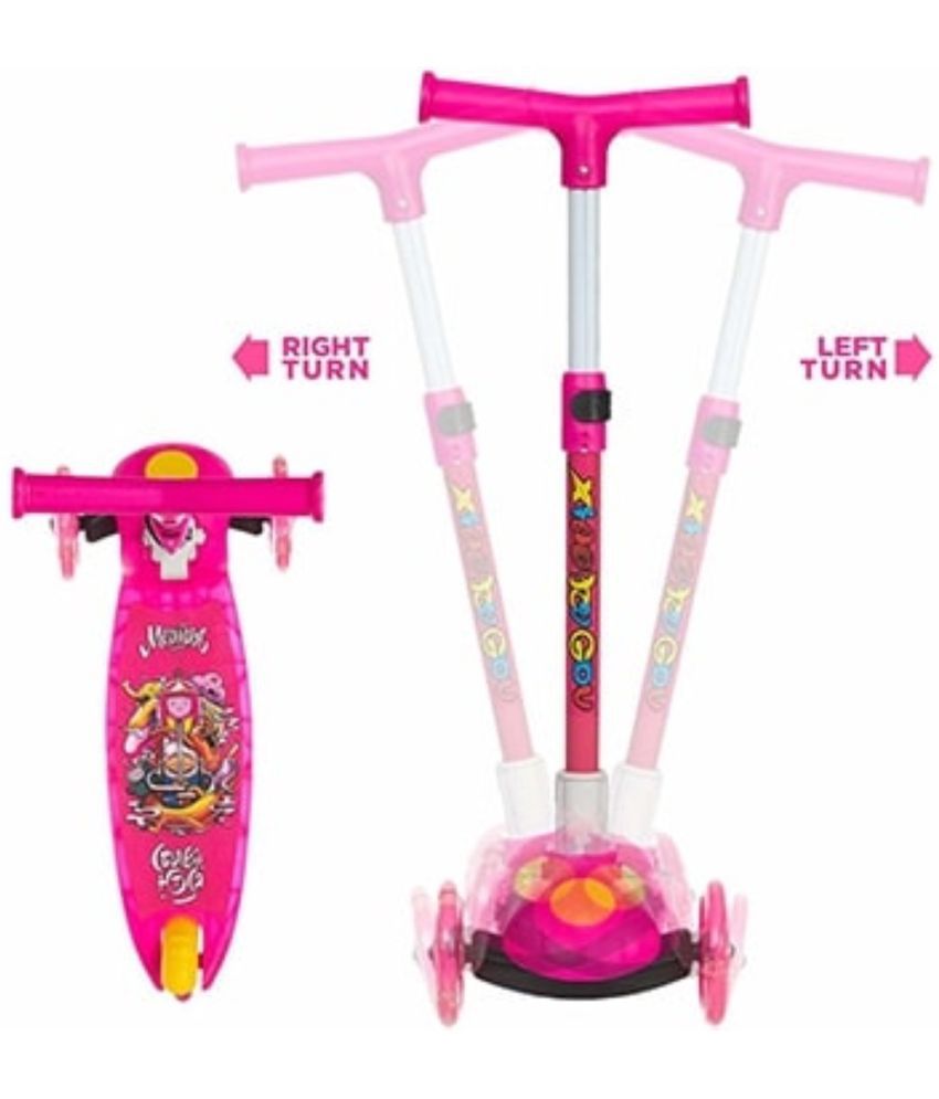     			Smart Kids Kick Scooter: 3 Adjustable Heights, Foldable Design, Attractive PVC Wheels, Rear Brakes, Suitable for Ages 3+, Weight Capacity 40 kg, (Pink)