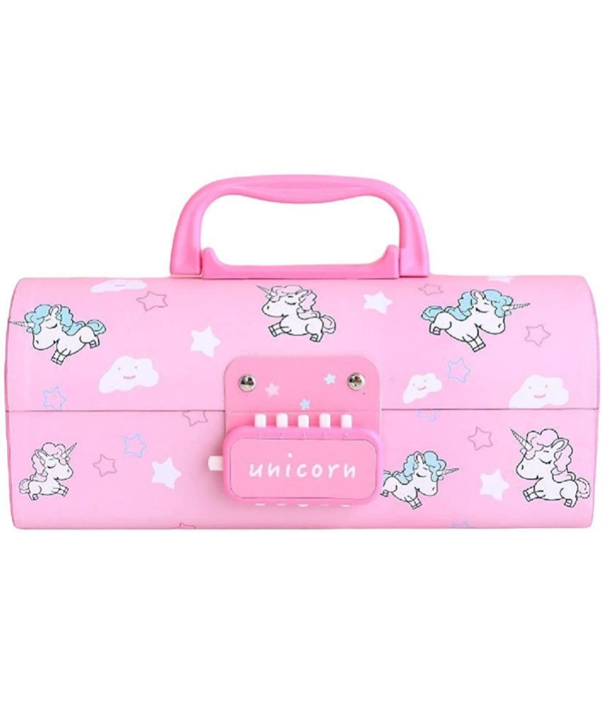     			VBE Pencil Box with Code Lock Pen Case Kids Pencil case Style Password Lock Pencil Box Case Multi-Layer Pencil Box for Boys Girls (PINK)
