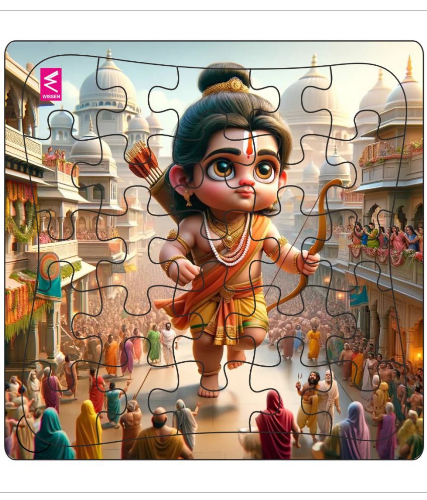     			Wooden Jigsaw Puzzle- " Piece together the Ramayana: A delightful puzzle featuring Ram, Lakshman, Sita, and their epic journey. 9*9 inch