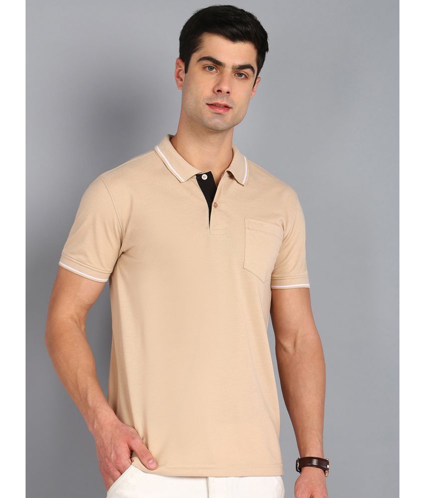     			XFOX Cotton Blend Regular Fit Solid Half Sleeves Men's Polo T Shirt - Beige ( Pack of 1 )