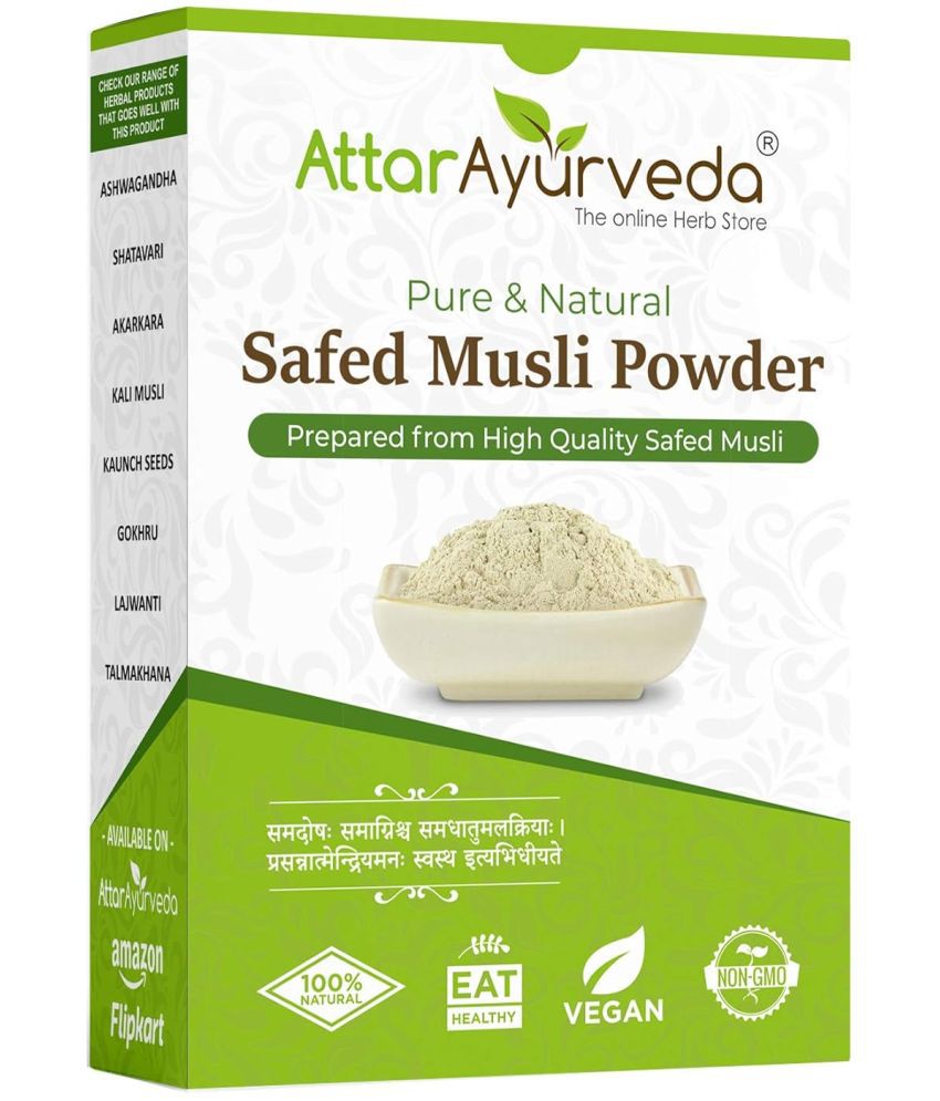     			Attar Ayurveda Safed Musli Powder (100 grams) for Stamina and Energy | 100% Pure, Preservative free