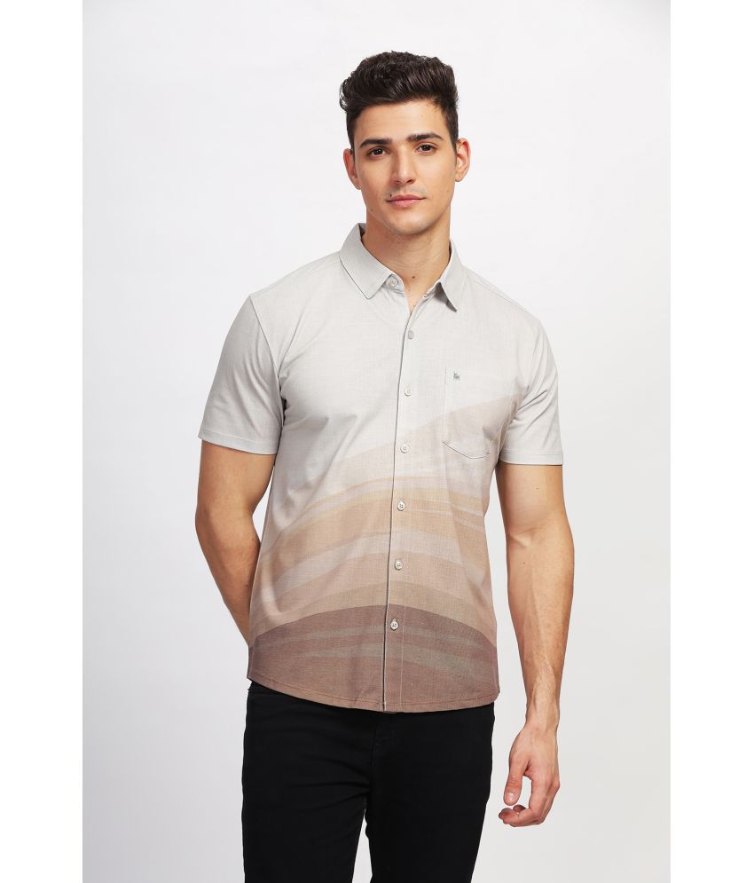     			BULLMER Cotton Blend Regular Fit Printed Half Sleeves Men's Casual Shirt - Brown ( Pack of 1 )