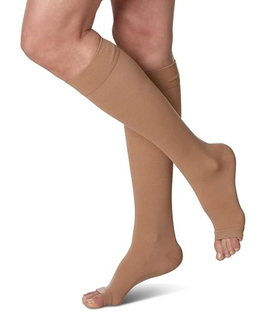     			Expertomind Compression Stockings for Women and Men | Class 2 Thigh Length Medical Socks for Varicose Vein and Leg Pain Relief, Pair of 1  (XXL, Beige)