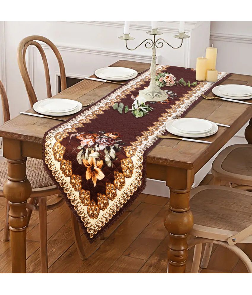     			HOMETALES Cotton 4 Seater Table Runner ( 193 cm x 33 cm ) Single - Brown