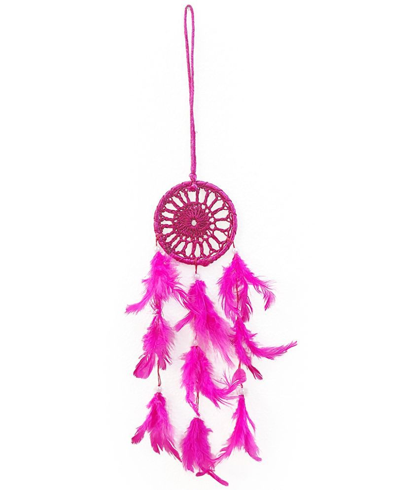     			Ghar Saaz Pink Feather Dream Catcher - Pack of 1 ( 47 X 8 cms )