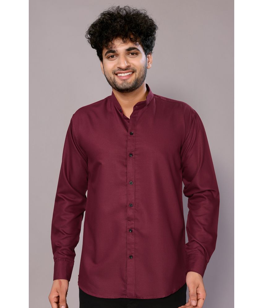     			Kashvi Cotton Blend Regular Fit Solids Full Sleeves Men's Casual Shirt - Maroon ( Pack of 1 )