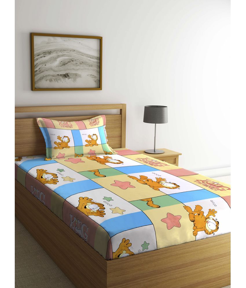     			Klotthe Poly Cotton Graphic 1 Single Bedsheet with 1 Pillow Cover - Multicolor