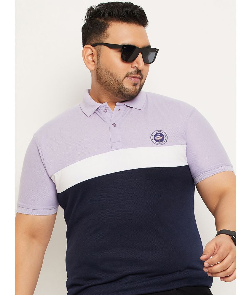     			Nyker Cotton Blend Regular Fit Colorblock Half Sleeves Men's Polo T Shirt - Purple ( Pack of 1 )