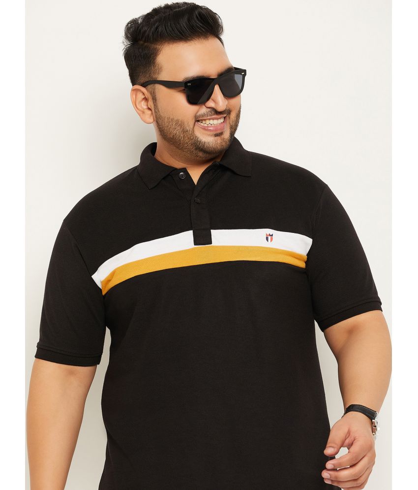     			Nyker Cotton Blend Regular Fit Colorblock Half Sleeves Men's Polo T Shirt - Black ( Pack of 1 )