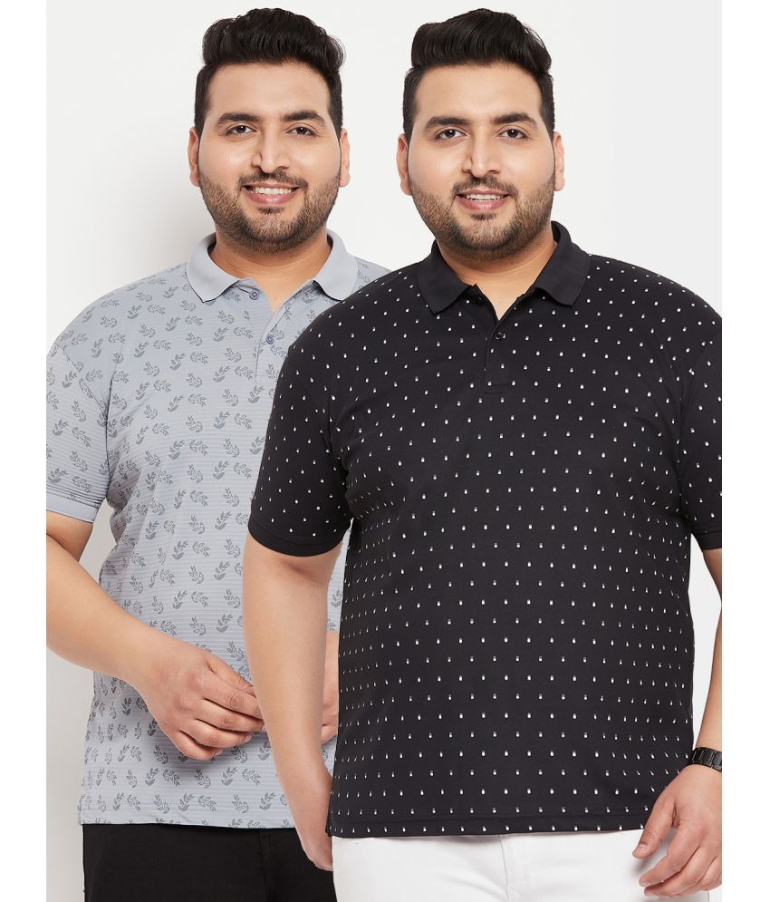     			Nyker Cotton Blend Regular Fit Printed Half Sleeves Men's Polo T Shirt - Charcoal ( Pack of 2 )