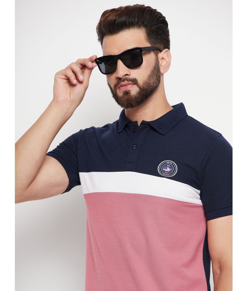     			Nyker Cotton Blend Regular Fit Colorblock Half Sleeves Men's Polo T Shirt - Navy ( Pack of 1 )