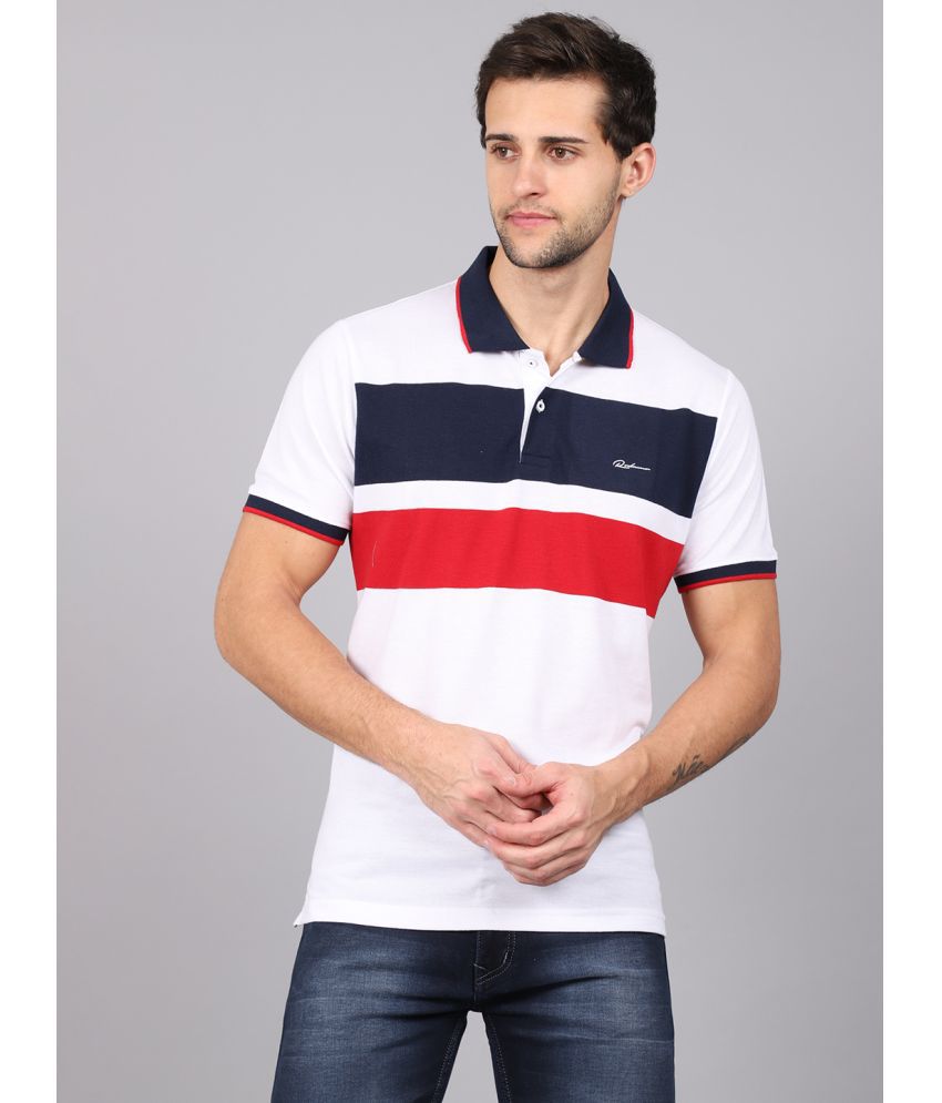     			Rodamo Cotton Blend Regular Fit Striped Half Sleeves Men's Polo T Shirt - Multicolor ( Pack of 1 )