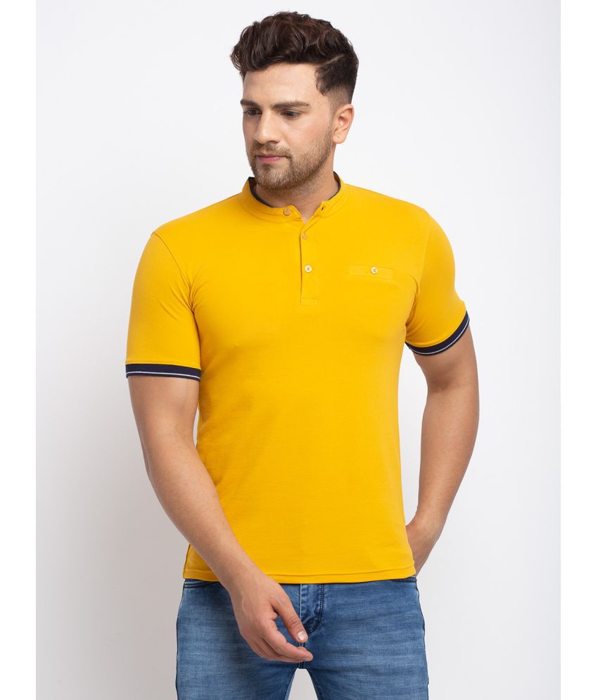     			Rodamo Cotton Blend Regular Fit Solid Half Sleeves Men's Polo T Shirt - Mustard ( Pack of 1 )