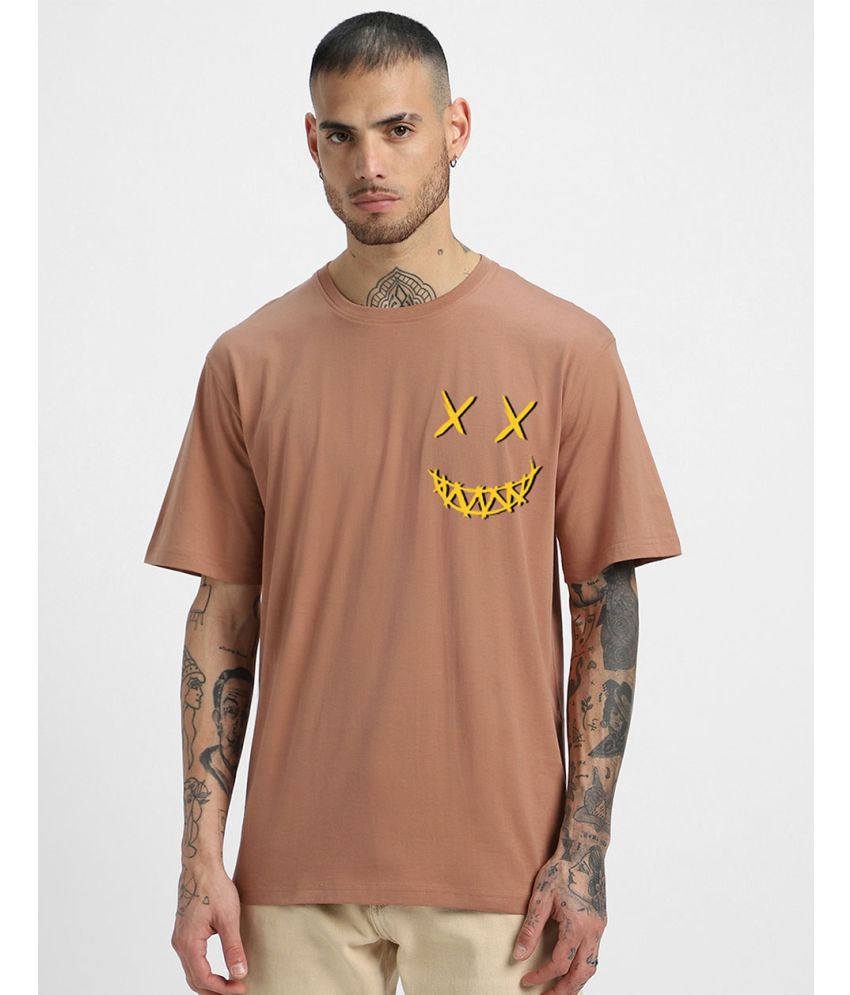     			Veirdo 100% Cotton Oversized Fit Printed Half Sleeves Men's T-Shirt - Brown ( Pack of 1 )