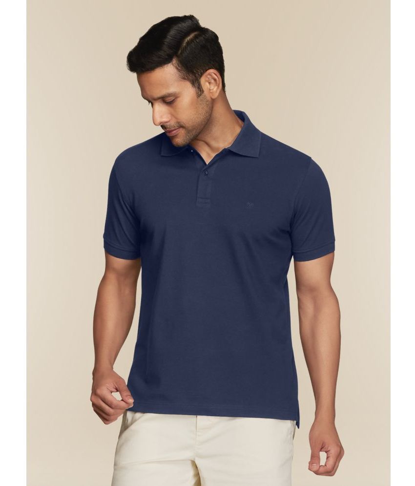     			XYXX Cotton Regular Fit Solid Half Sleeves Men's Polo T Shirt - Blue ( Pack of 1 )
