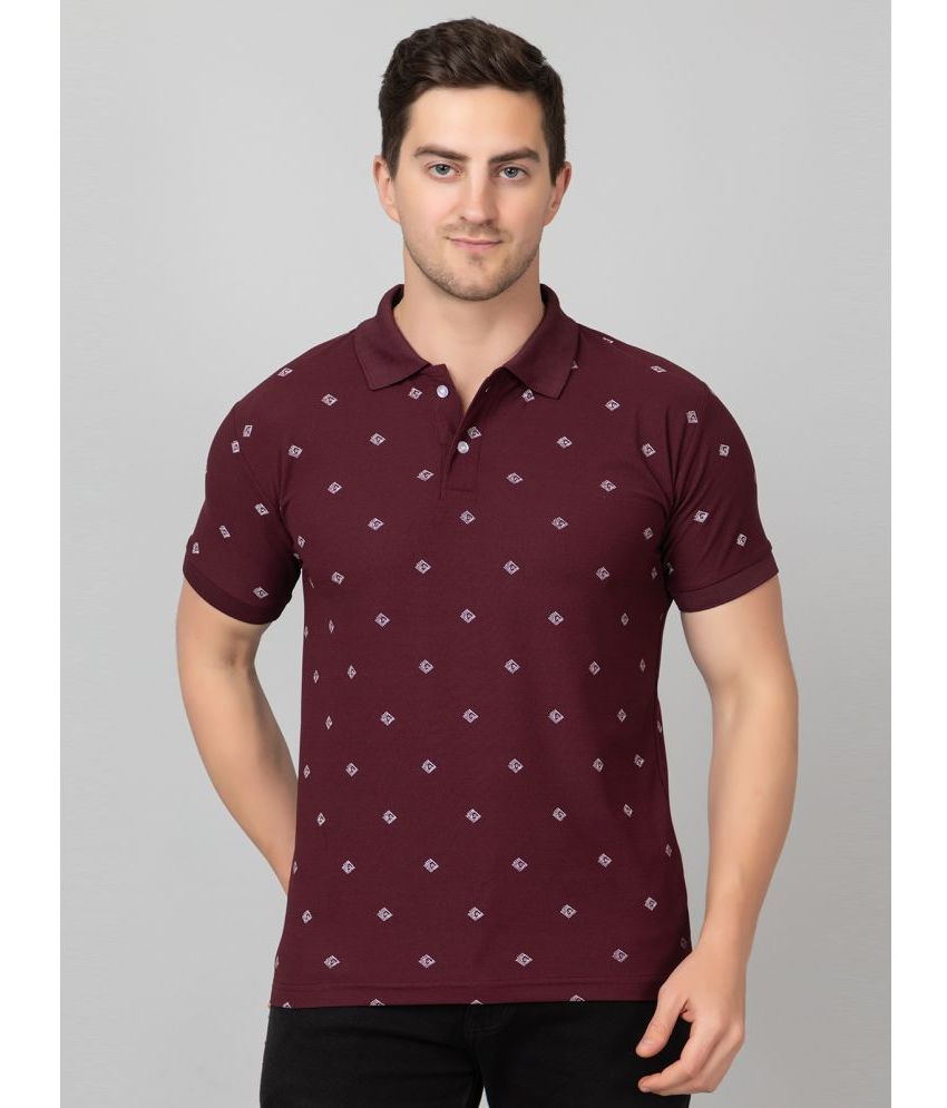     			Zeffit Pack of 1 Polyester Regular Fit Printed Half Sleeves Men's Polo T Shirt ( Wine )