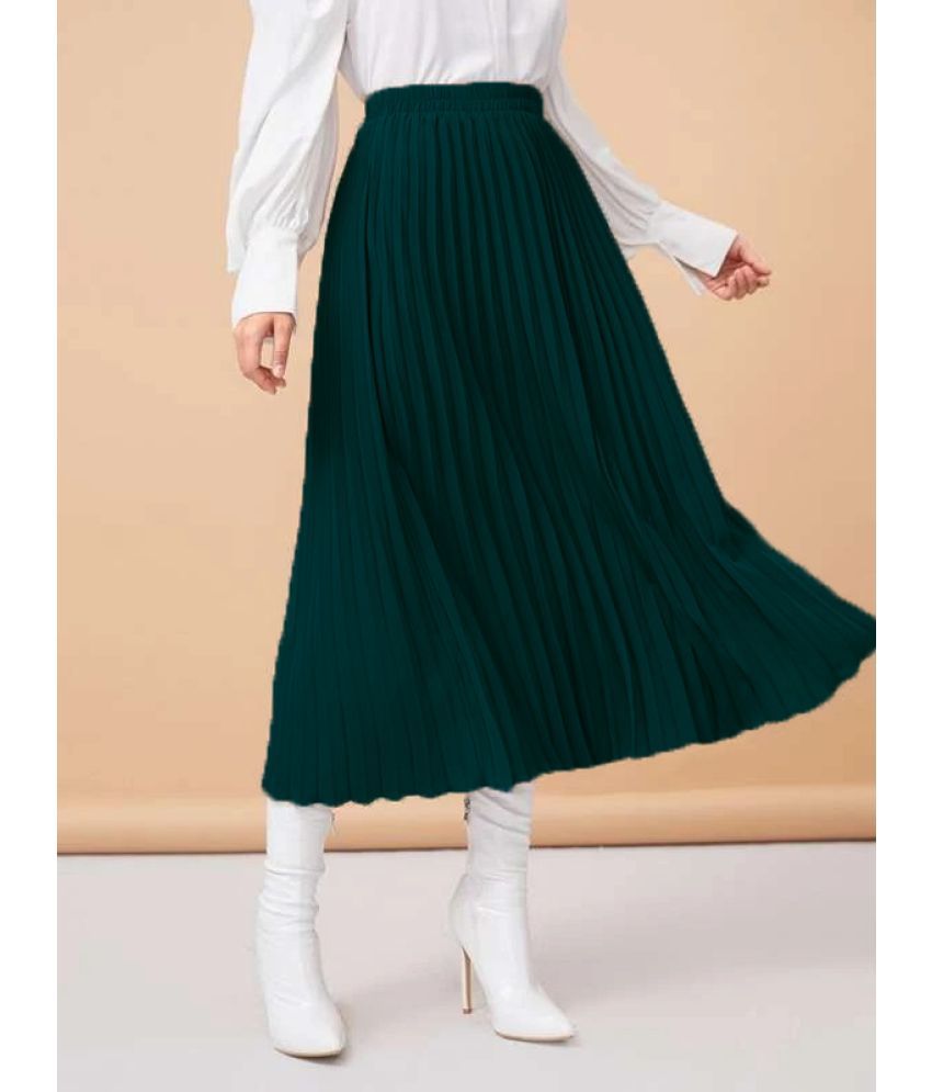     			BuyNewTrend Green Crepe Women's Straight Skirt ( Pack of 1 )