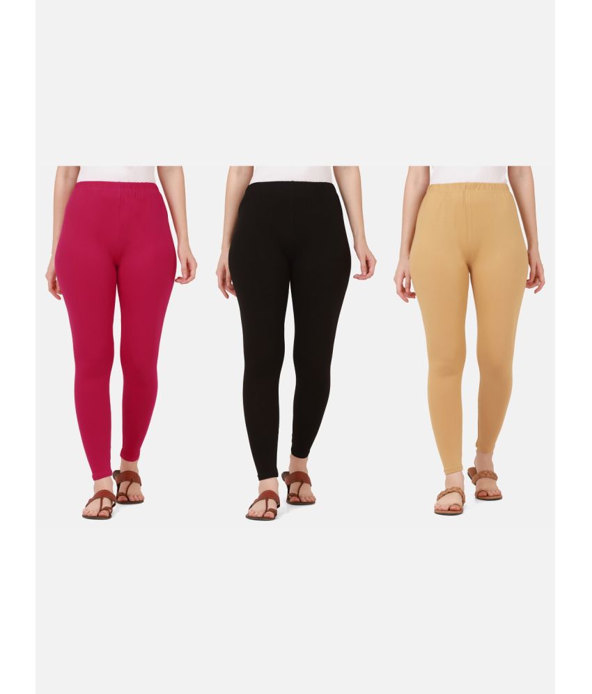     			BuyNewTrend - Multicolor Cotton Women's Leggings ( Pack of 3 )