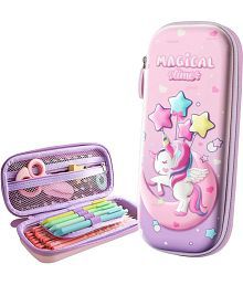 3D Unicorn Pencil Case, Cute Large Capacity Pen Box for Girls, 3D EVA Stationery Box Pink Pencil Pouch Organizer with Compartments Cosmetic Zip Pouch Bag School Supplies for Kids Students
