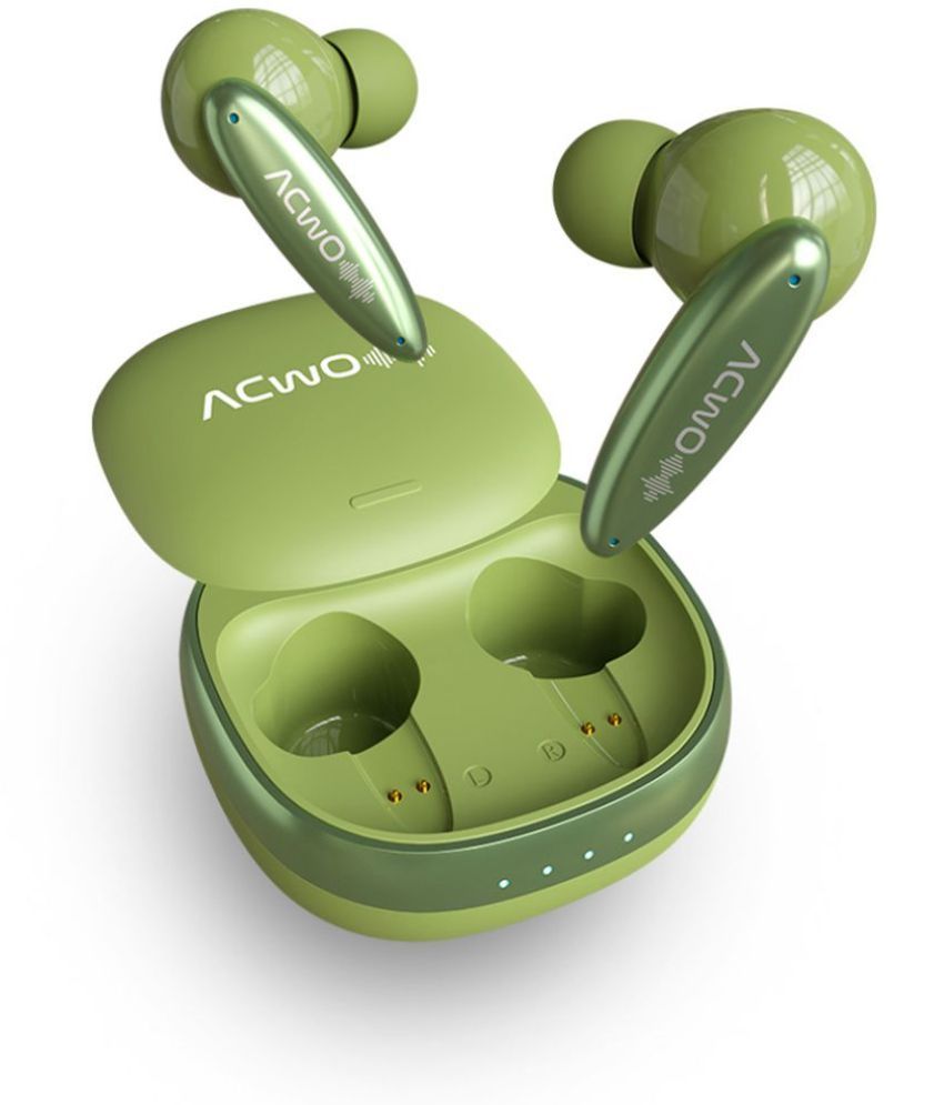     			ACwO DwOTS 717 In-Ear Earbuds, 52Hrs Playtime, Slide & Connect Instantly, 10mm Drivers, 45ms Sound Latency, 4 Mics With ENC (Forest Green)